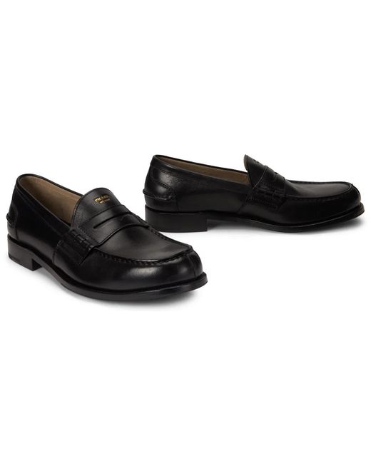 Prada Black Classic Leather Loafers for men