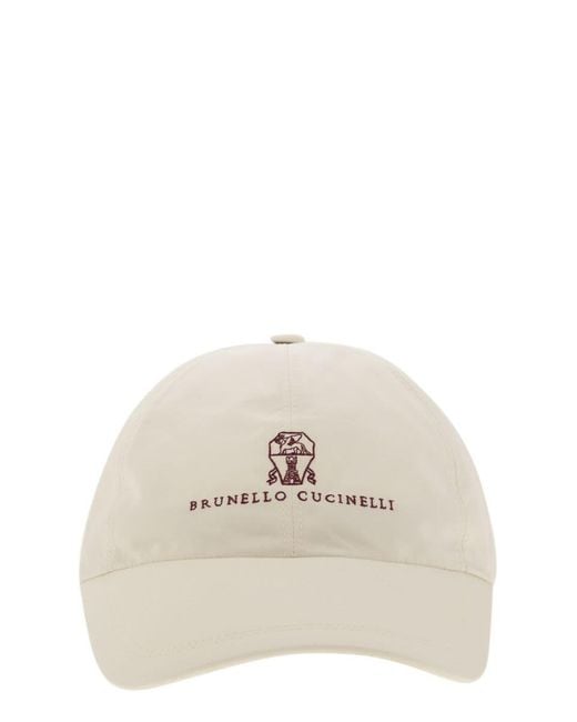 Brunello Cucinelli Natural Water-Repellent Microfibre Baseball Cap With Embroidered Logo for men