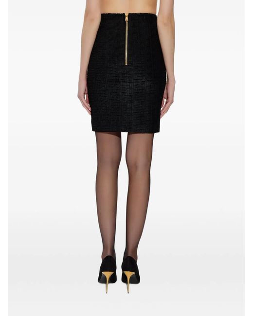 Balmain Black Monogram Midi Skirt