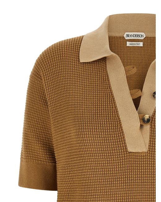 J.W. Anderson Brown J.W.Anderson Waffle Stitch Polo Shirt