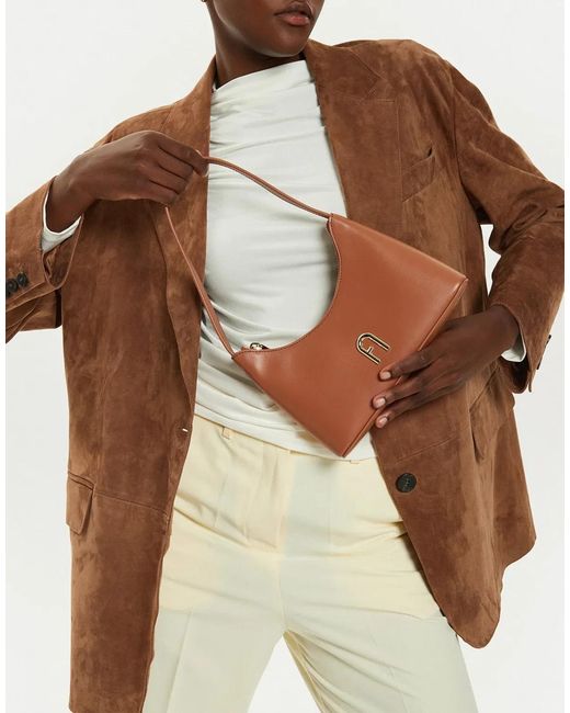 Furla Brown Diamante Logo Shoulder Bag