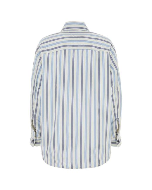 Bottega Veneta White Embroidered Silk Oversize Padded Shirt