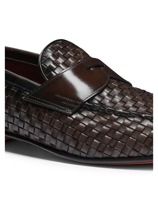 Santoni White Dark Moccasin for men