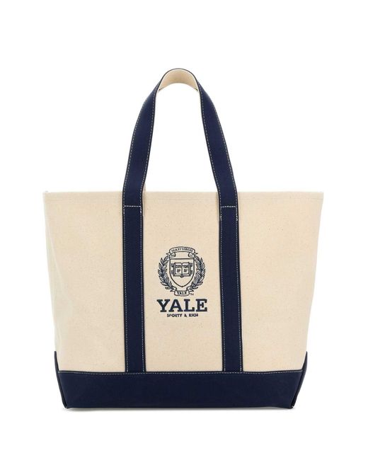 Sporty & Rich Blue Yale Crest Tote Bag for men
