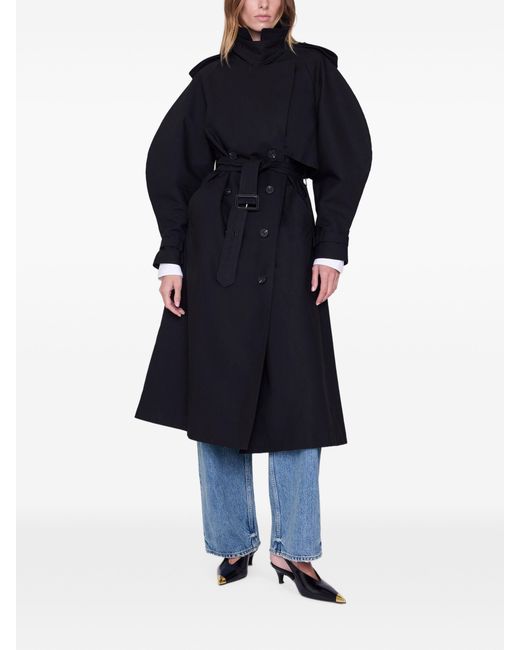 Anine Bing Black Cotton Maxi Trench Coat