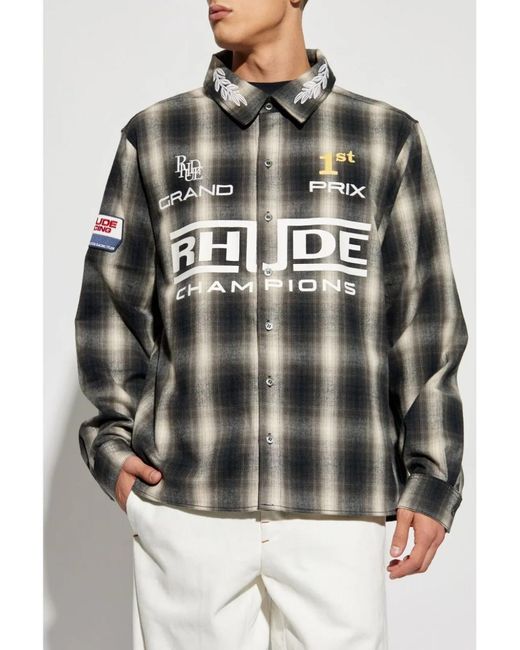 Rhude Gray Racing Flannel for men