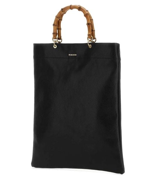 Jil Sander Black Leather Medium Shopping Bag