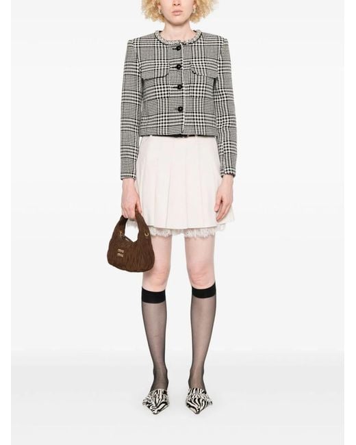Self-Portrait Gray Wool Blend Checked Jacket