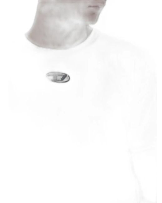 DIESEL White Norm Cotton T-Shirt With Oval D for men