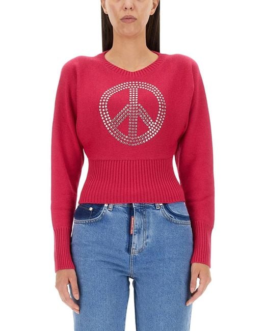 Moschino Red Peace Symbol Jersey
