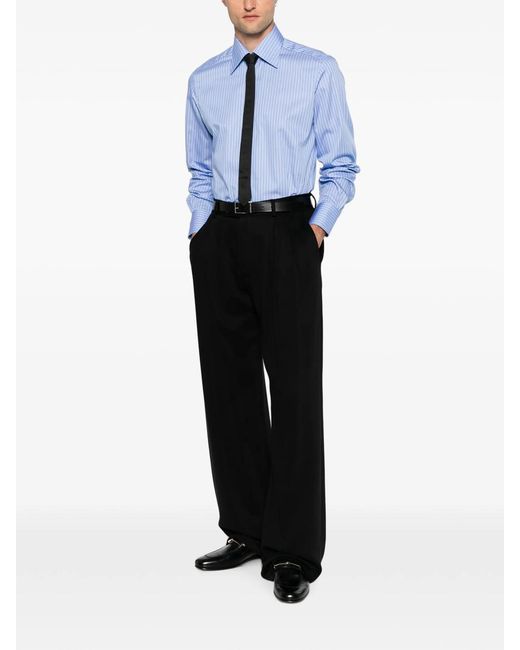 Tom Ford Blue Striped Cotton Shirt for men