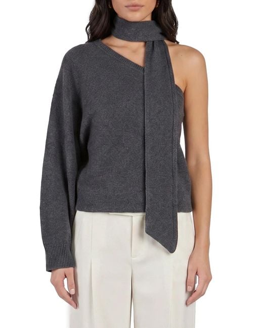 FEDERICA TOSI Blue One-Shoulder Top With Scarf Detail