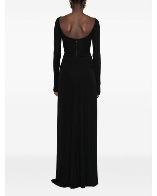 Elisabetta Franchi Black Draped Jersey Evening Dress