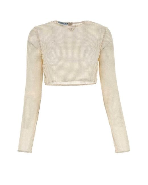 Prada White Sand Beads Top