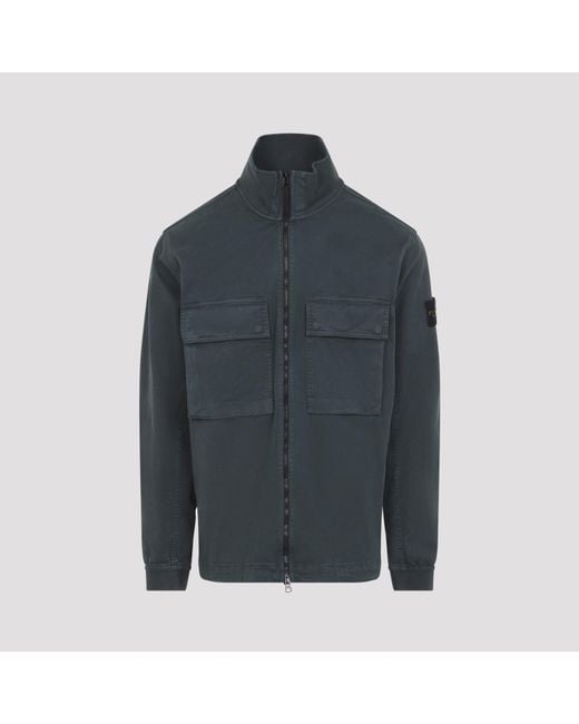 Stone Island Blue Dark Cotton Shirt Jacket for men
