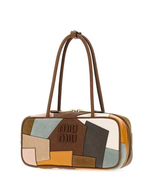 Miu Miu Multicolor Leather And Suede Shoulder Bag