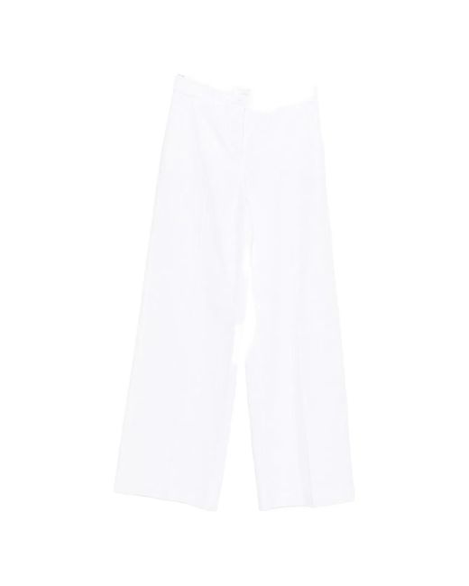 Via Masini 80 White Cotton Wide-Leg Trousers