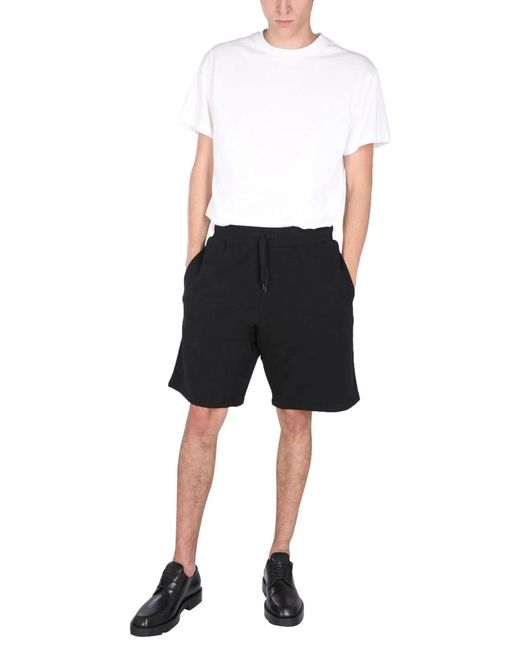 Moschino Couture Black Bermuda With Logo Embroidered for men