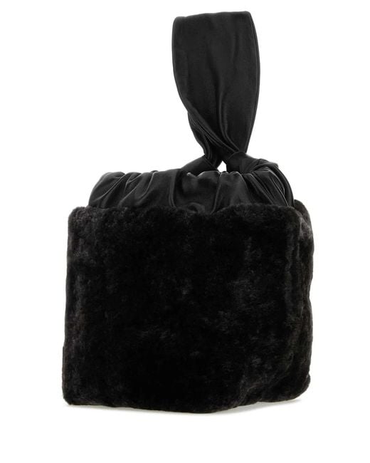 Jil Sander Black Shearling Clutch