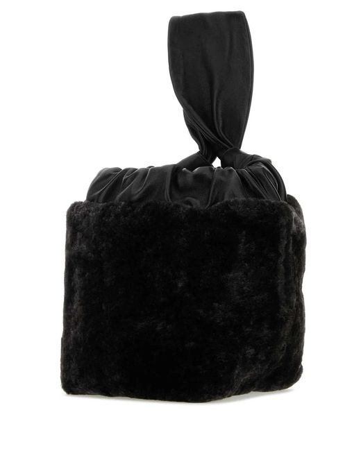 Jil Sander Black Shearling Clutch