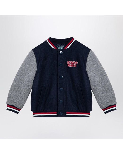 KENZO Blue Wool Blend Bomber Jacket for men