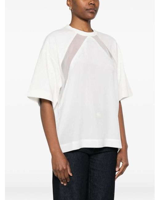 Pinko White Lace Detail Short T-Shirt
