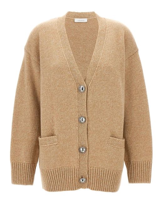Rabanne Natural Logo Button Cardigan