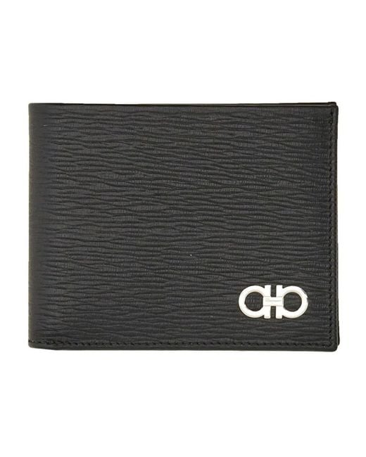 Ferragamo Black Portafoglio Gancini for men
