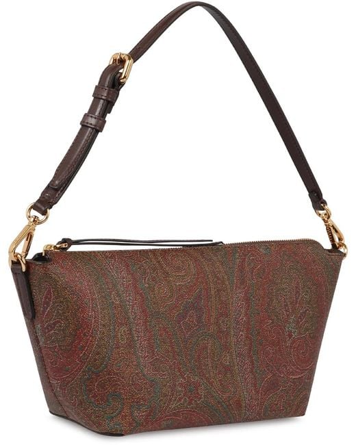 Etro Brown Jacquard Paisley Shoulder Bag