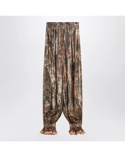 Valentino Brown Pleated Silk-Blend Trousers