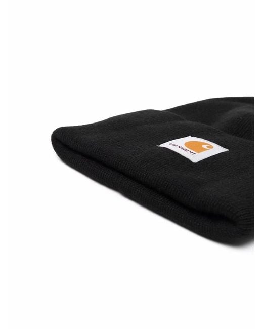 Carhartt Black Logo-Patch Beanie Hat for men