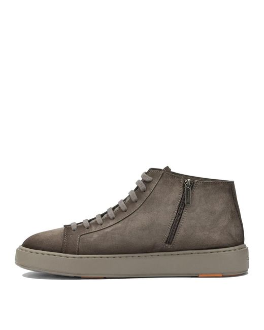 Santoni Brown Suede Ankle Boots for men