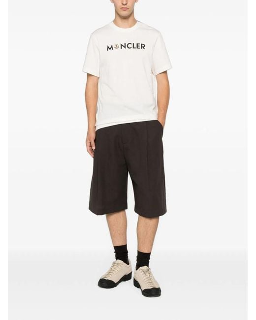 Moncler White Logo Print Crew Neck for men