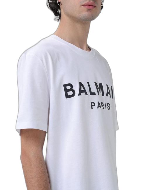 Balmain White Cotton T-Shirt for men