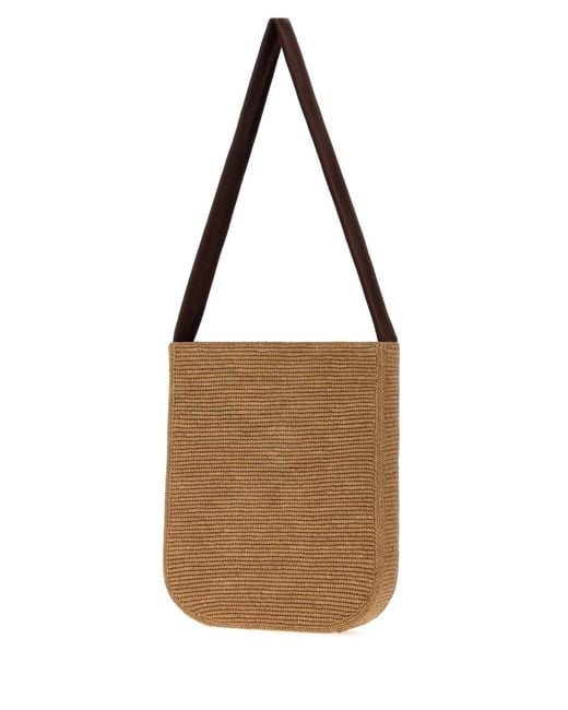 The Row Brown Raffia Lori Shopping Bag