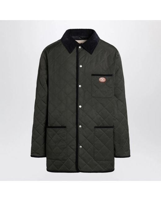 Valentino Black Quilted Jacket With Vlogo Patch for men