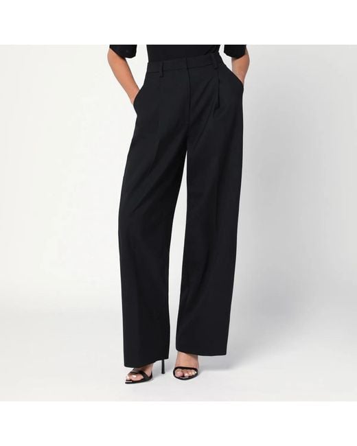 THE LATEST Black Thelatest Wide-Leg Wool Blend Trousers