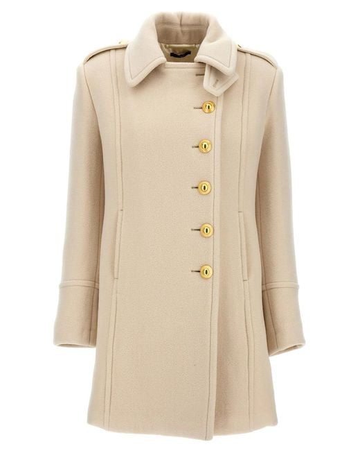 Tom Ford Natural Single-Breasted Wool Coat
