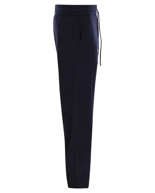 Mc2 Saint Barth Blue Merino Wool Knitted Trousers for men