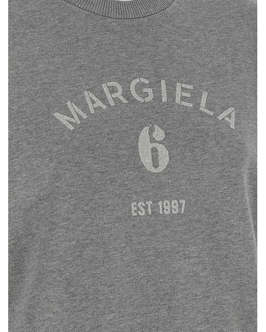 MM6 by Maison Margiela Gray Logo Print Sweatshirt