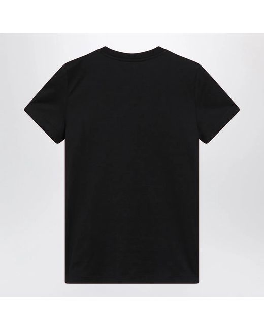 Max Mara Black Cotton Jersey T-Shirt With Front Print