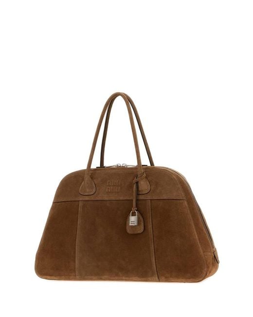 Miu Miu Brown Suede Vivant Shopping Bag