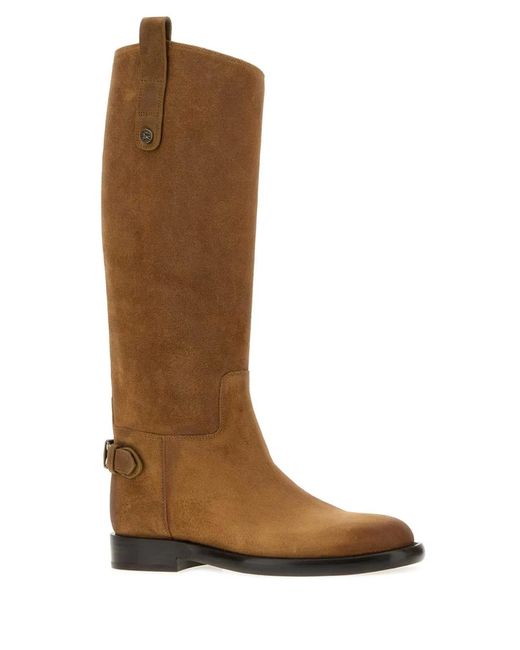 Burberry Brown Solid Cavalier Boots