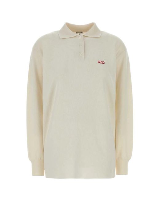 Loewe White Ivory Stretch Cashmere Blend Polo Shirt