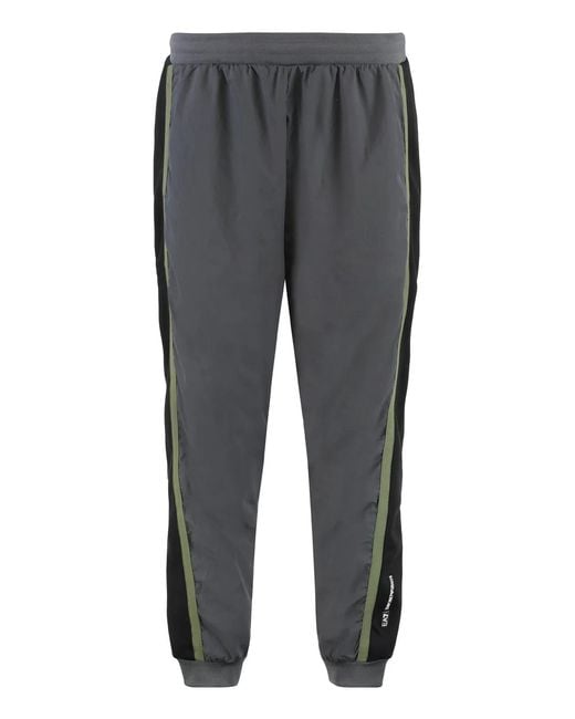 EA7 Gray Techno Fabric Track Pants for men