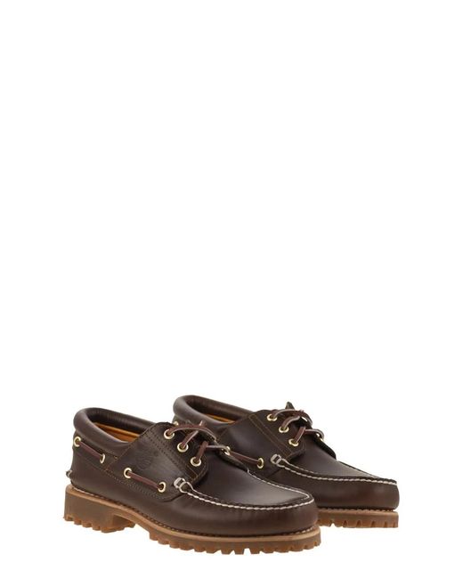 Timberland Brown 3-Eye Lug Boat Shoes for men