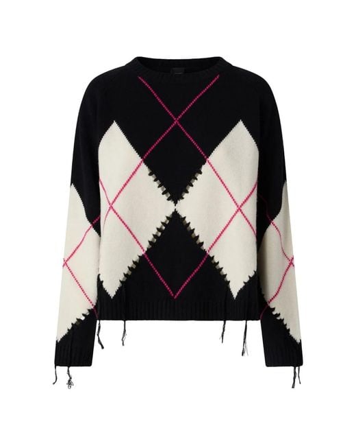 Pinko Black Berna Pull Argyle Traforato