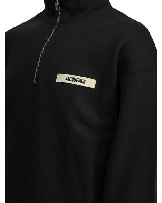 Jacquemus Black "Le Camionneur Gros Grain" Half Zip Sweatshirt for men