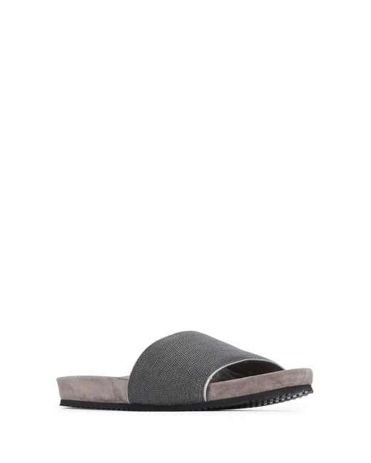 Brunello Cucinelli Gray Pair Of Slippers