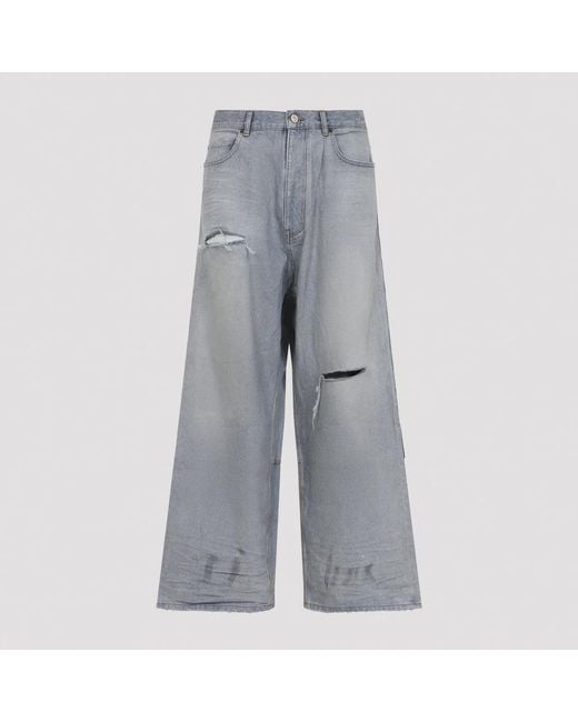 Balenciaga Gray Denim Wide-Leg Jeans for men